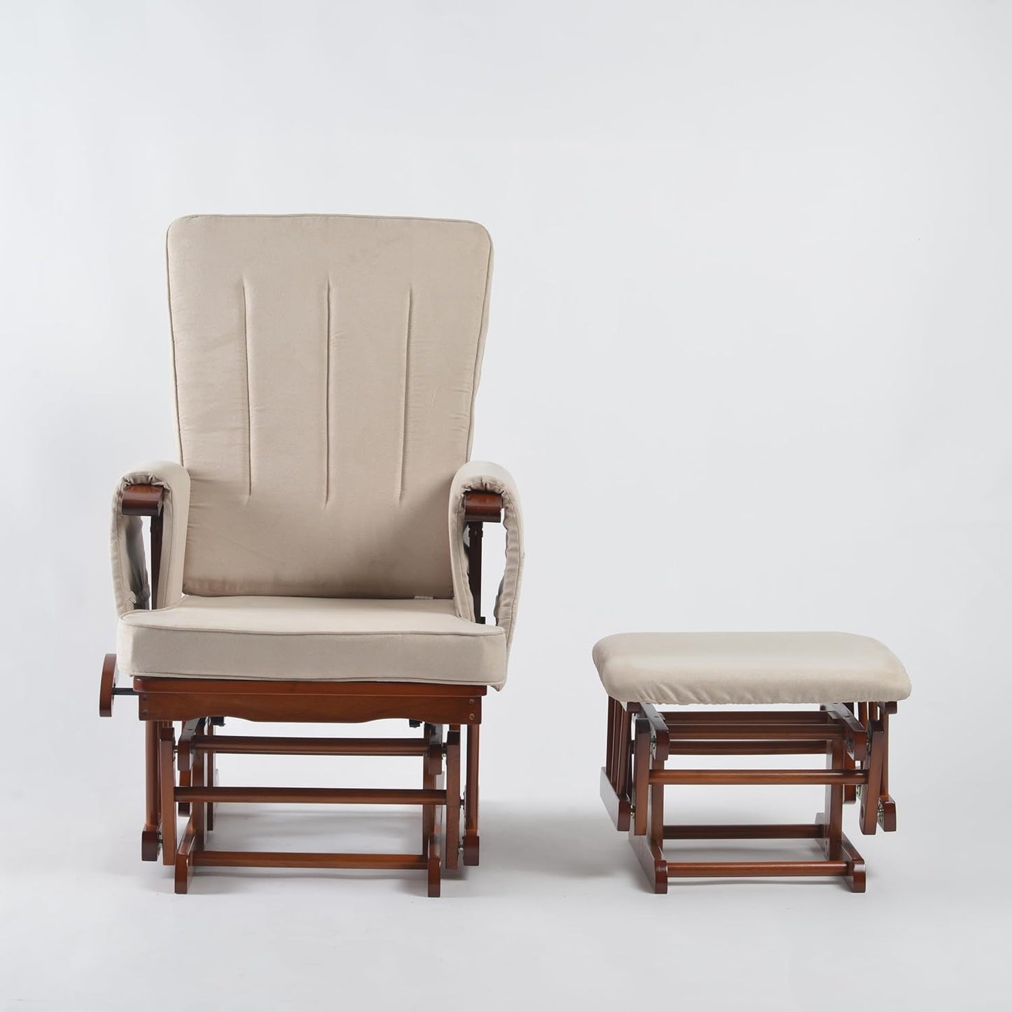 Peekaboo Premium Cushioned Nursing Wooden Glider Chair with Ottoman Expresso Brown