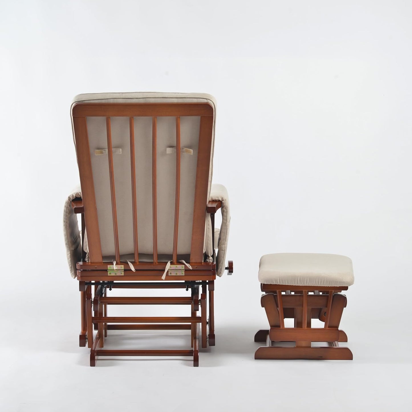 Peekaboo Premium Cushioned Nursing Wooden Glider Chair with Ottoman Expresso Brown