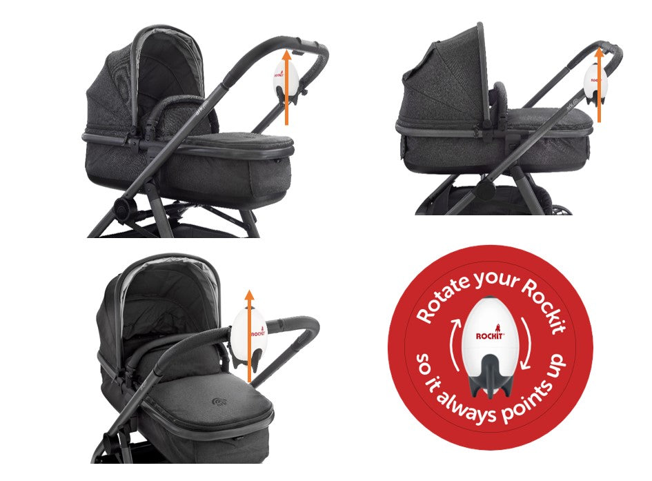 Rockit Award-Winning Portable Baby Pram Rocker (Rechargeable Version) White Age- Newborn & Above