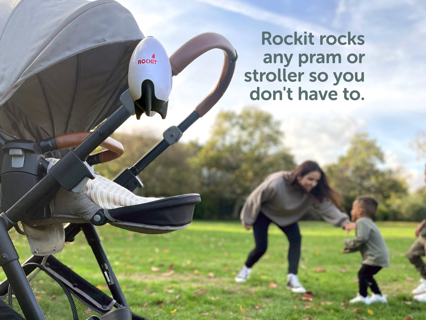 Rockit Award-Winning Portable Baby Pram Rocker (Rechargeable Version) White Age- Newborn & Above