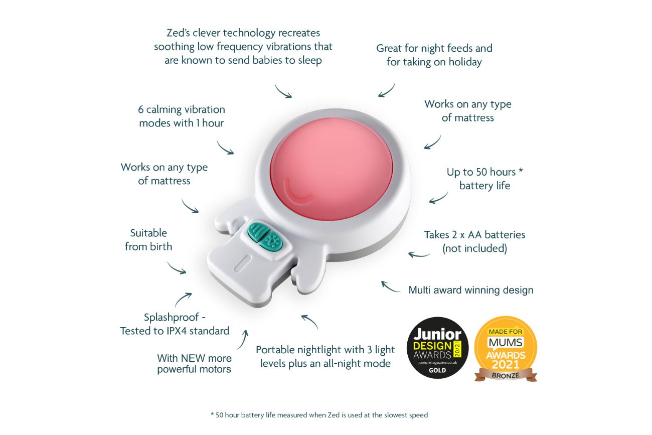 Rockit Zed Award-Winning Vibration Sleep Soother and Night Light White White Age- Newborn & Above