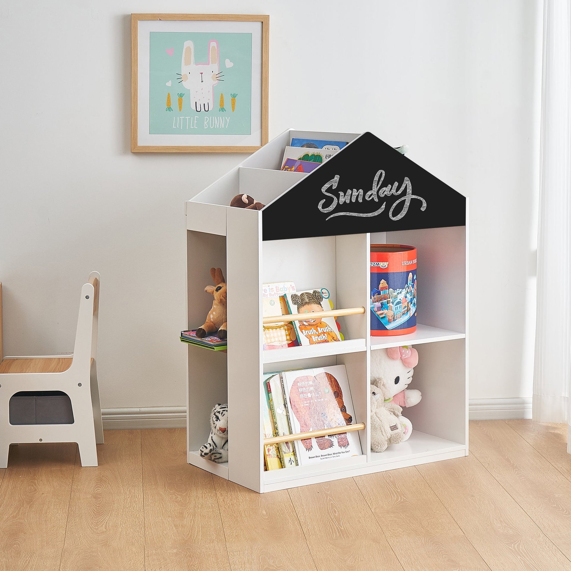 Peekaboo 3-Tier Kids Dollhouse Storage Bookshelf and Toy Storage