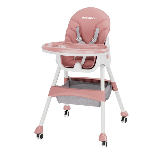 Peekaboo Premium 3 in 1 Comfy High Chair Baby Pink Age- 6 Months to 4 Years