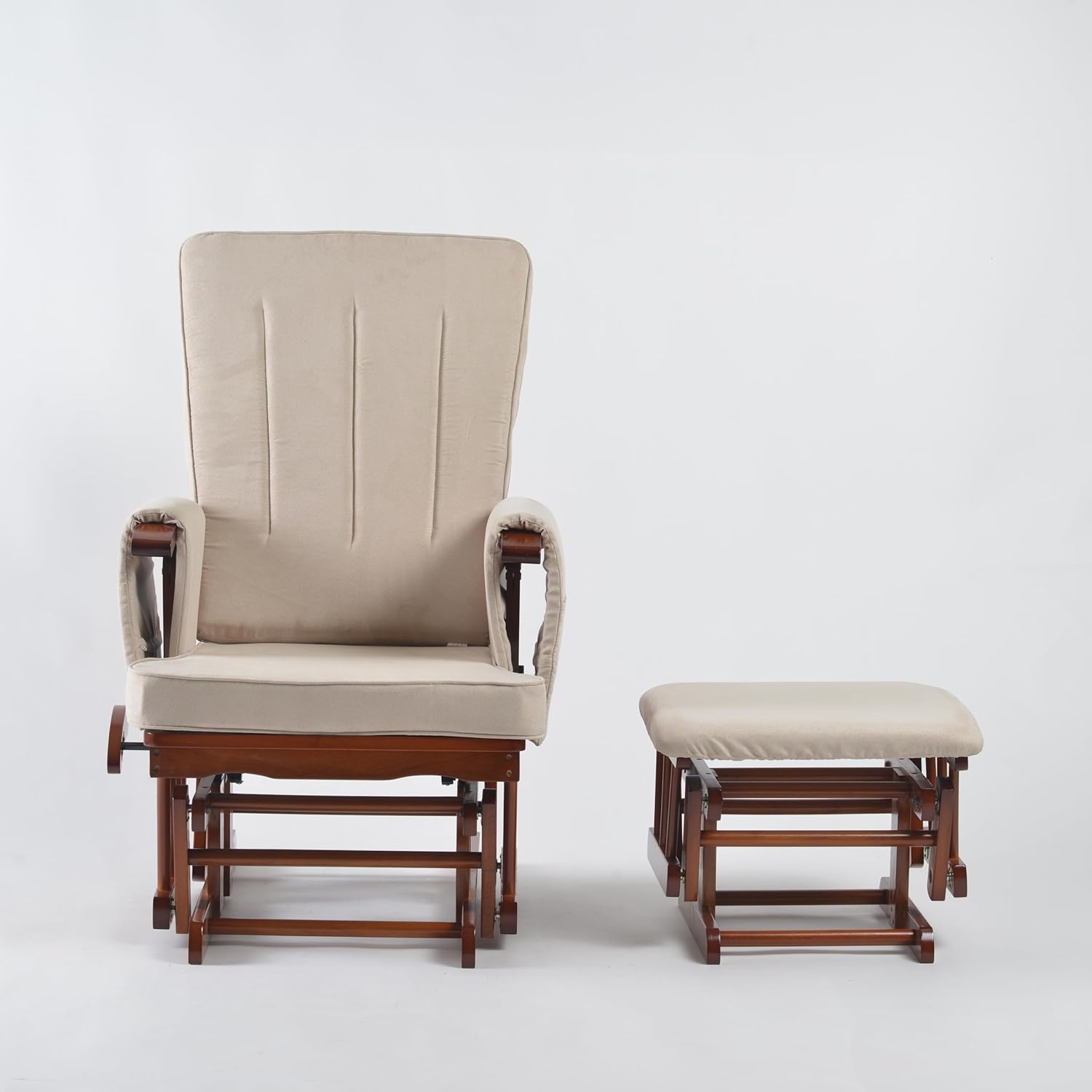 Peekaboo Premium Cushioned Nursing Wooden Glider Chair with Ottoman Expresso Brown