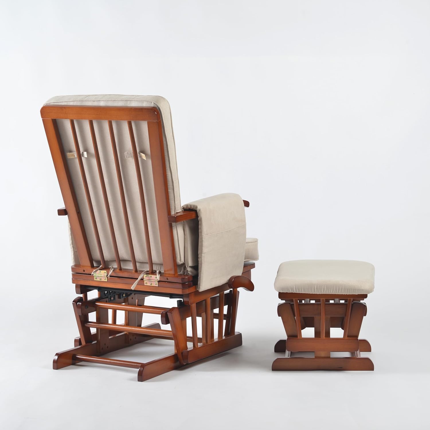 Peekaboo Premium Cushioned Nursing Wooden Glider Chair with Ottoman Expresso Brown